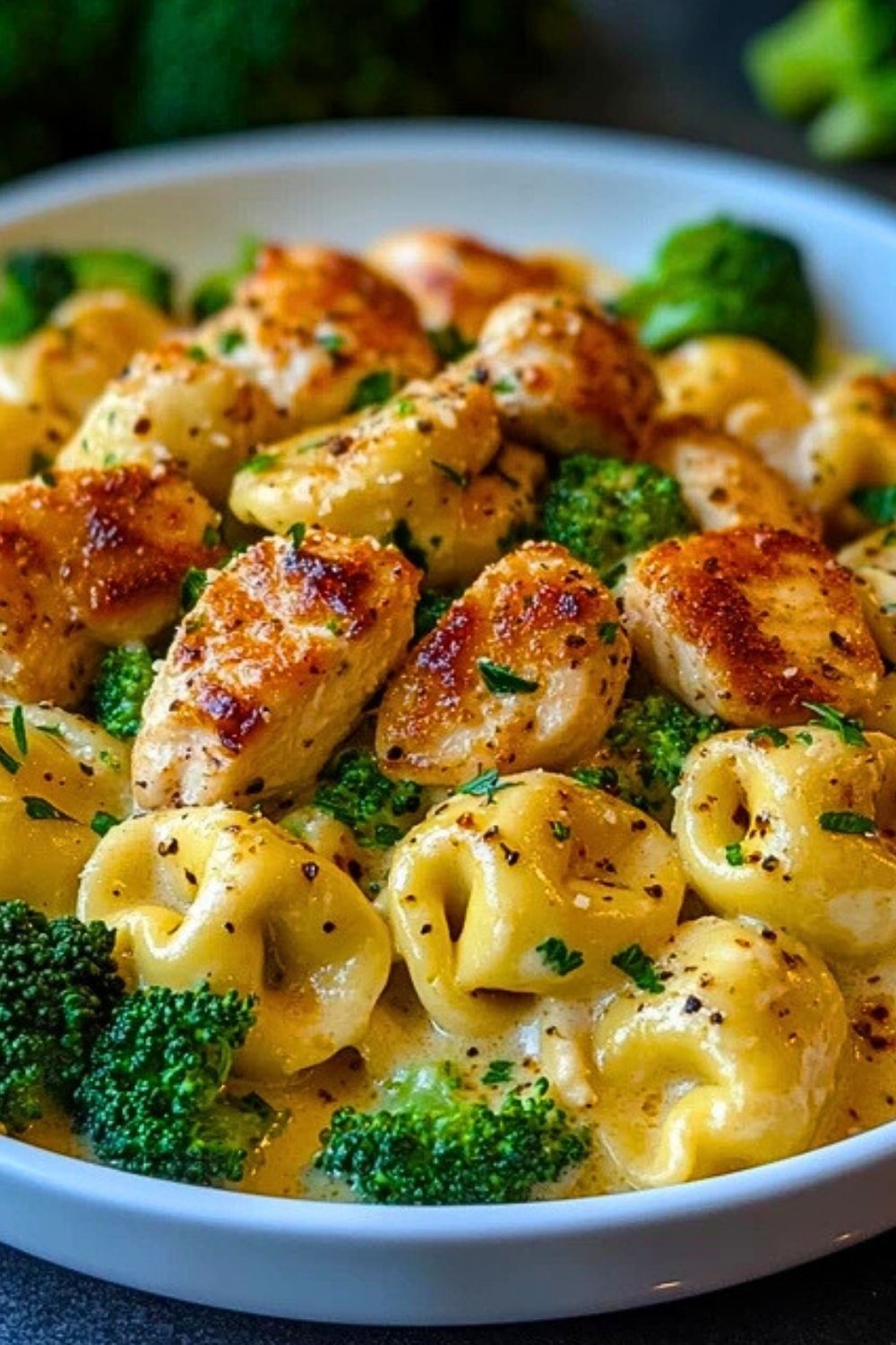 Garlic Parmesan Tortellini with Chicken and Broccoli