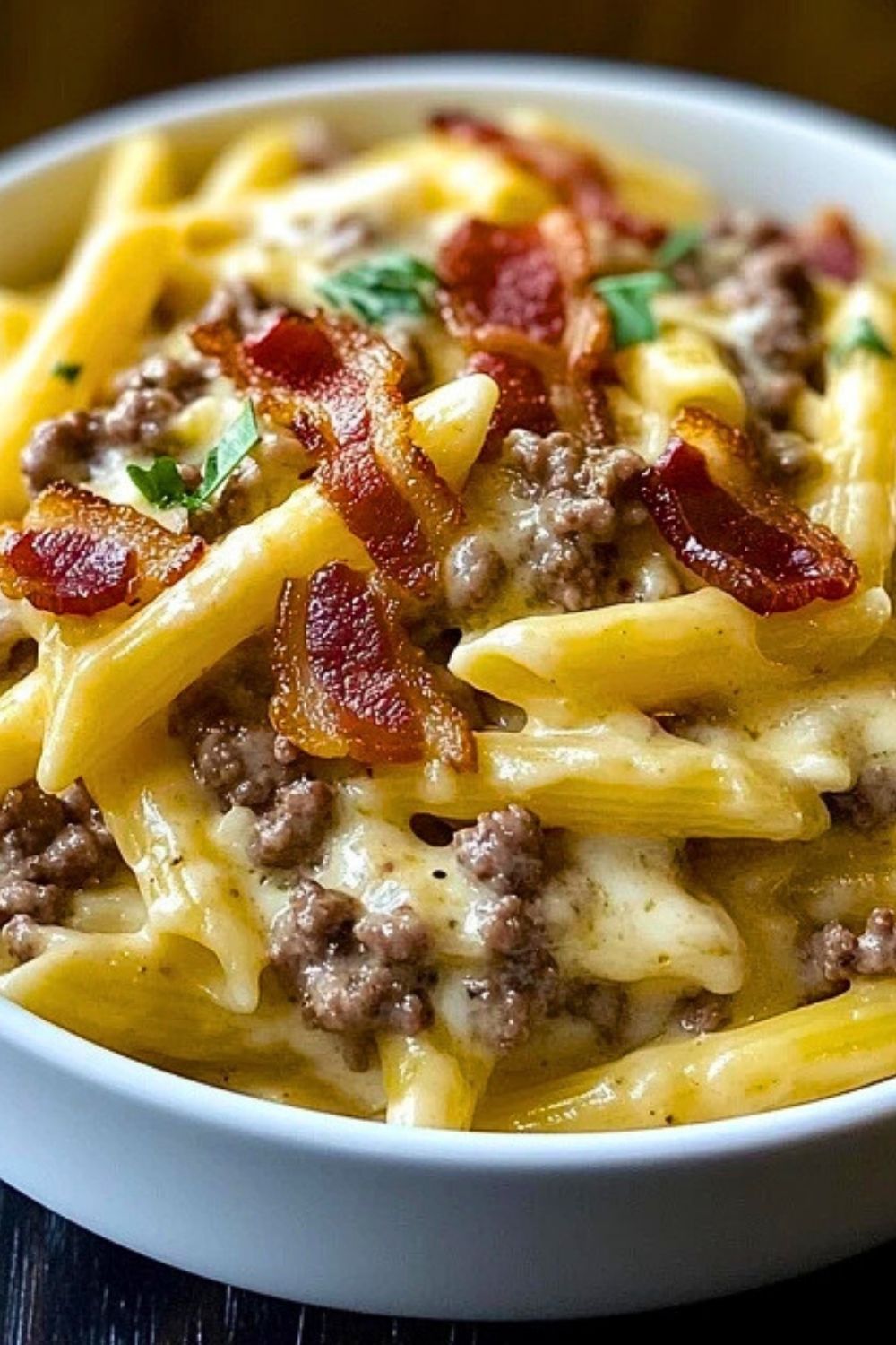 Loaded Bacon Cheeseburger Alfredo Pasta