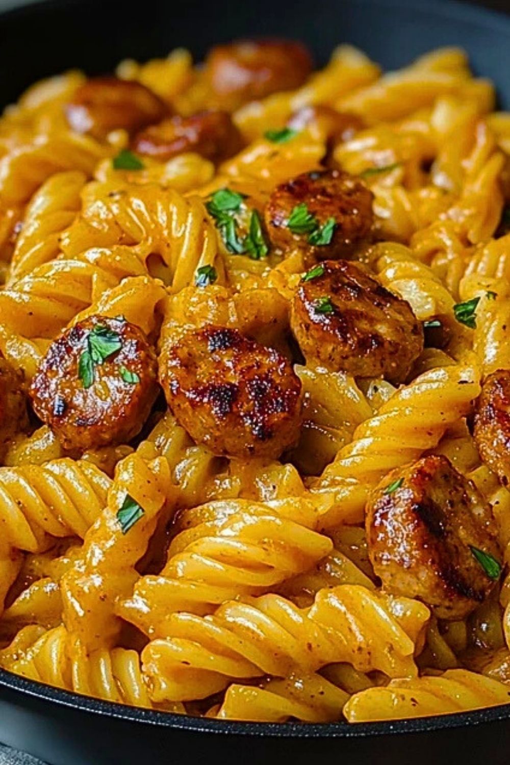 One-Skillet Creamy Smoky BBQ Chicken & Sausage Pasta