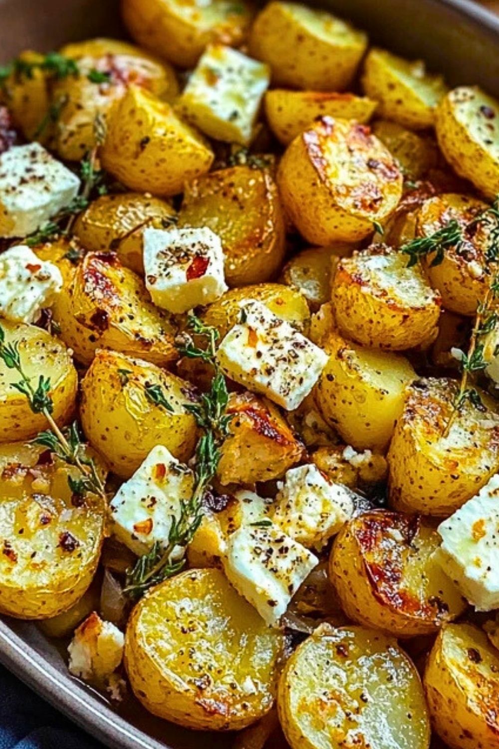 Roasted Potatoes with Baked Feta and Garlic