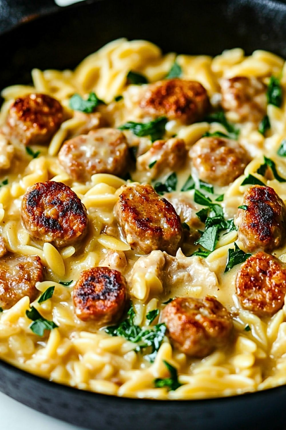 Irresistible Creamy Chicken Sausage Orzo Skillet Recipe
