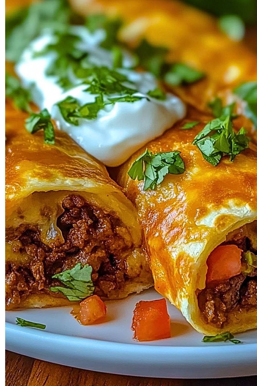 Cheesy Beef Chimichangas