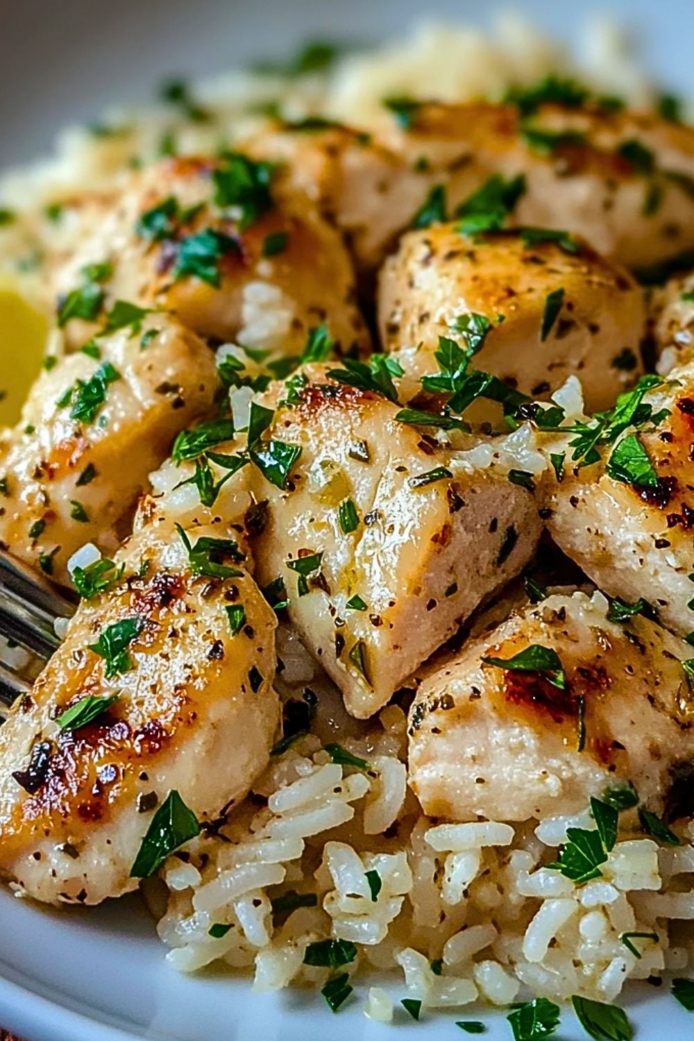 Chicken Scampi with Garlic Parmesan Rice