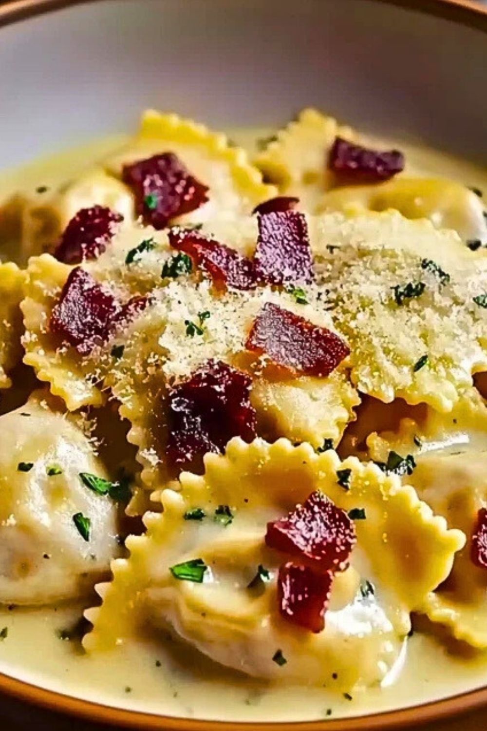 Copycat Olive Garden Ravioli Carbonara Recipe