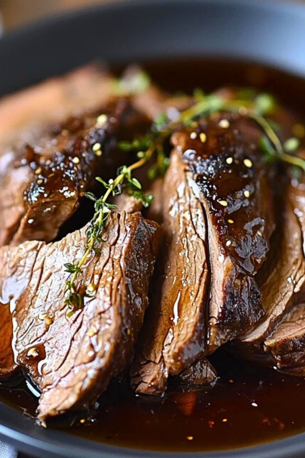 Slow Cooker Balsamic Glazed Roast Beef
