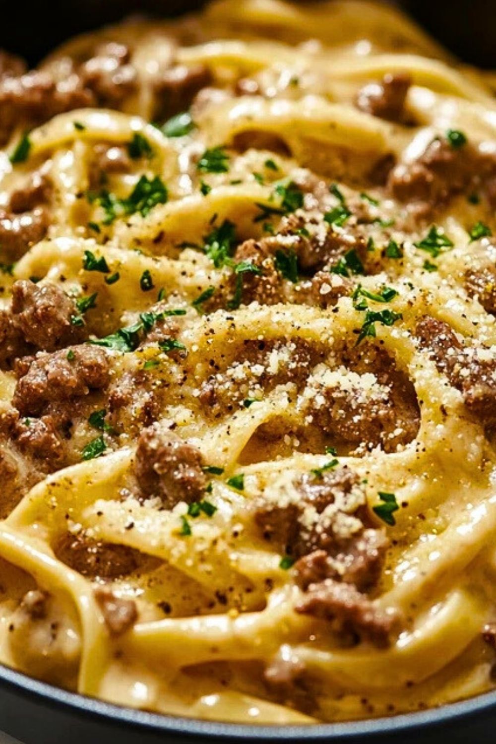 One-Pot Creamy Beef and Garlic Butter Pasta