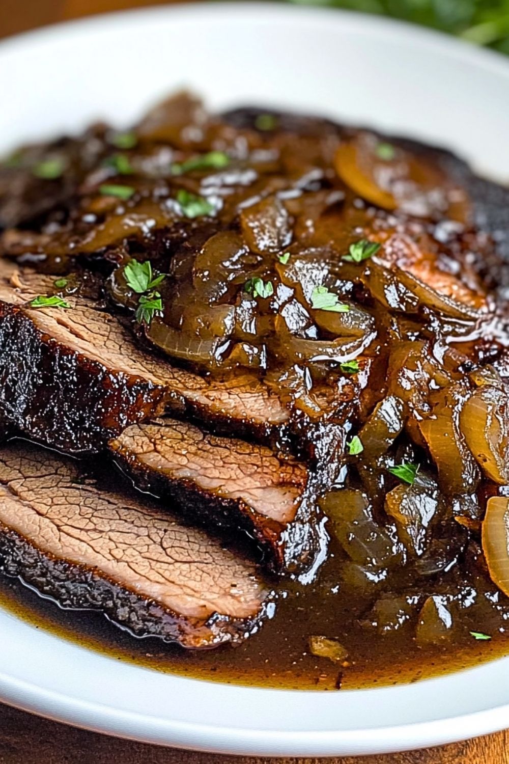 Slow Cooker Brisket with Balsamic Onion Gravy