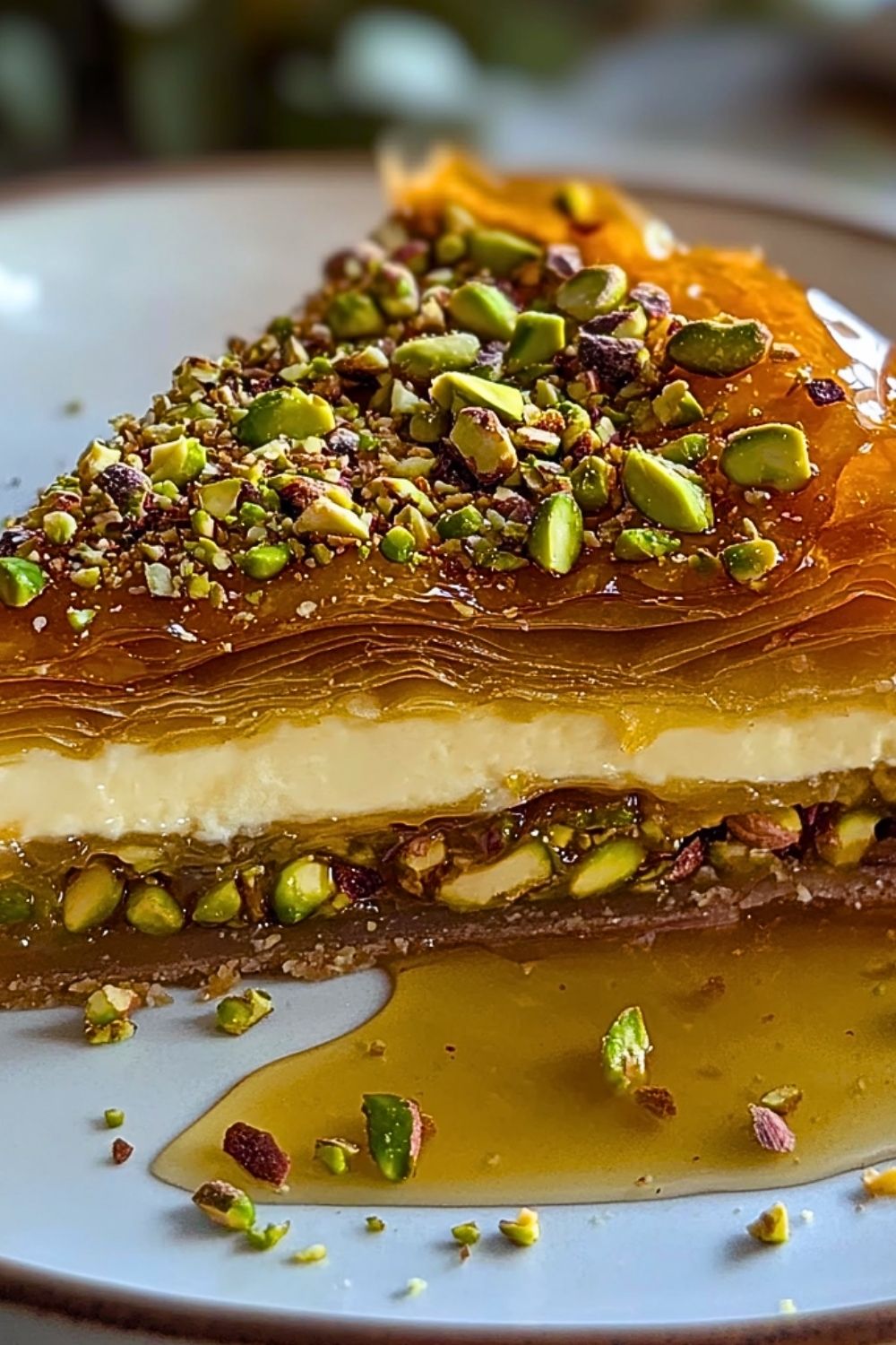 Honey Pistachio Baklava Cheesecake