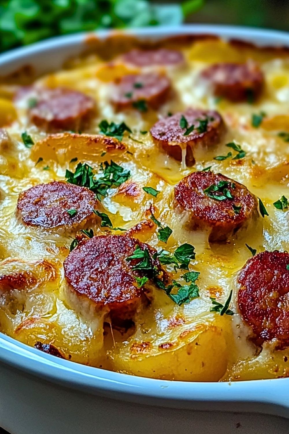 Kielbasa Sausage Cheesy Potato Casserole