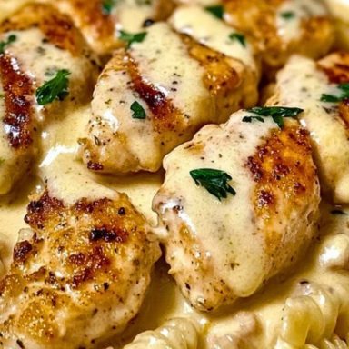 Creamy Garlic Butter Chicken and Rotini in Parmesan Sauce