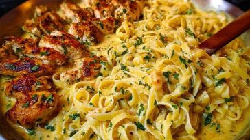 Creamy Mozzarella Chicken Linguine in Garlic Cajun Butter