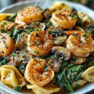 Creamy Spinach Mushroom Shrimp Shells