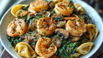Creamy Spinach Mushroom Shrimp Shells