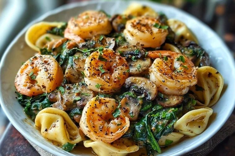 Creamy Spinach Mushroom Shrimp Shells