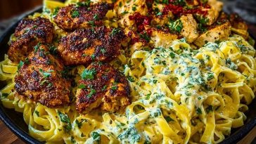 Creamy Velveeta Chicken Fettuccine with Garlic Cheese Sauce