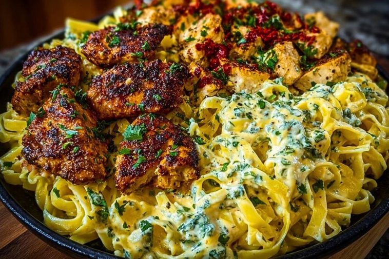 Creamy Velveeta Chicken Fettuccine with Garlic Cheese Sauce