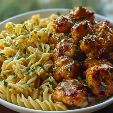 Delicious Garlic Butter Chicken Bites with Spicy Cajun Alfredo Twisted Pasta Recipe