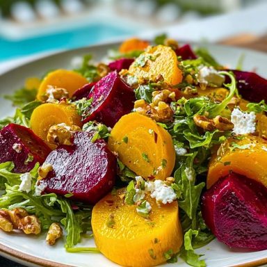 Golden Beet Salad with Goat Cheese and Walnuts