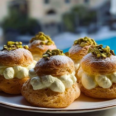 Irresistible Pistachio Cream Puffs That Melt in Your Mouth
