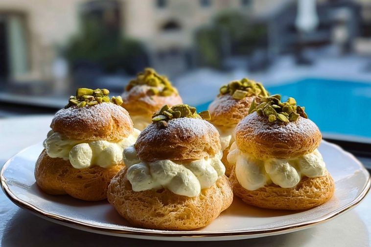 Irresistible Pistachio Cream Puffs That Melt in Your Mouth