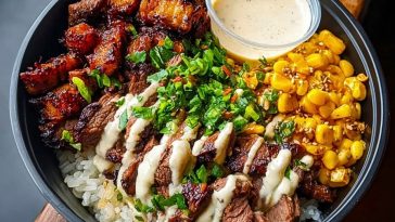Korean BBQ Beef Bowl with Corn & Creamy Sauce