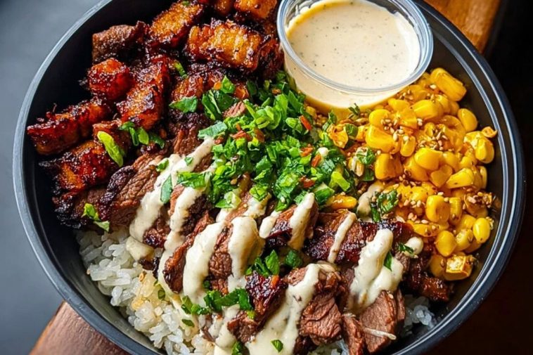 Korean BBQ Beef Bowl with Corn & Creamy Sauce