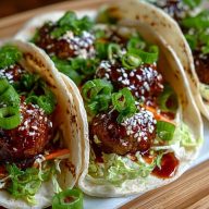 Korean BBQ Meatball Tacos