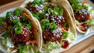 Korean BBQ Meatball Tacos