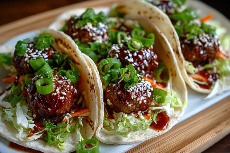 Korean BBQ Meatball Tacos