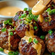 Korean BBQ Meatballs with Spicy Mayo Dip