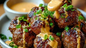 Korean BBQ Meatballs with Spicy Mayo Dip
