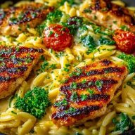 Mediterranean Creamy Chicken Orzo