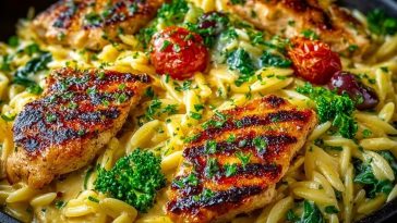 Mediterranean Creamy Chicken Orzo