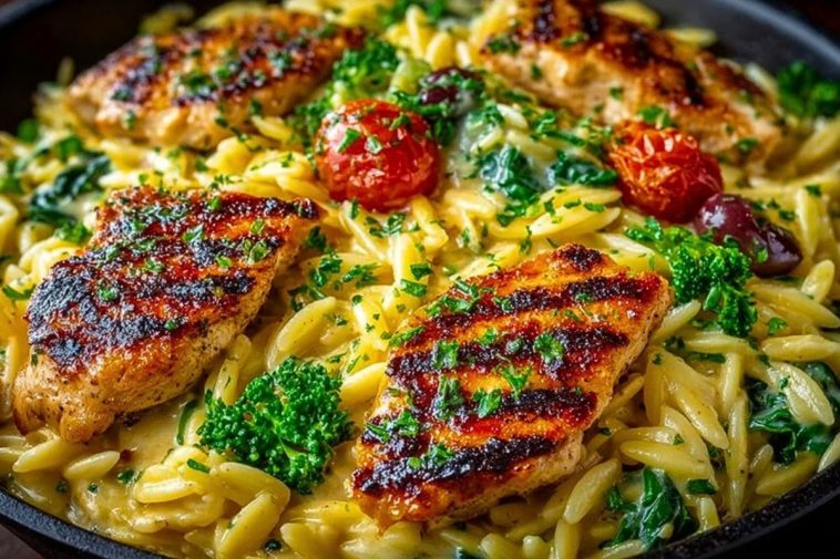 Mediterranean Creamy Chicken Orzo