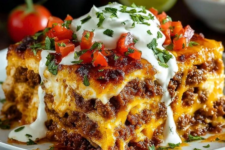Mexican Lasagna Layered Beef Casserole
