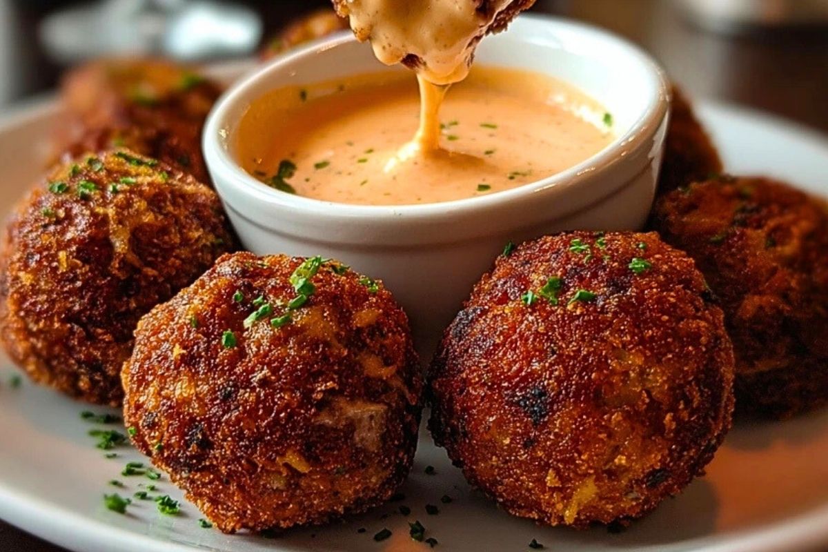 Reuben Balls with Spicy Thousand Island Dipping Sauce
