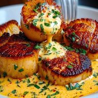 Seared Scallops with Spicy Cajun Cream Sauce