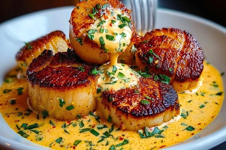 Seared Scallops with Spicy Cajun Cream Sauce