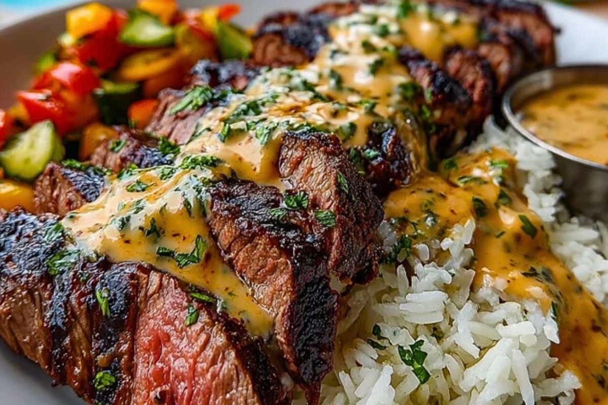 Steak and Queso with Rice