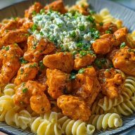 Buffalo Garlic Chicken Bites Recipe with Ranch Cajun Alfredo Twisted Pasta