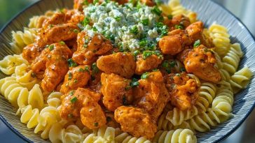 Buffalo Garlic Chicken Bites Recipe with Ranch Cajun Alfredo Twisted Pasta