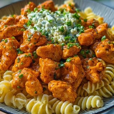 Buffalo Garlic Chicken Bites Recipe with Ranch Cajun Alfredo Twisted Pasta