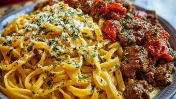 Cajun Beef Linguine in Creamy Velveeta Parmesan Garlic Sauce