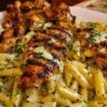 Cheesy Penne and Cajun Chicken in Garlic Parmesan Cream
