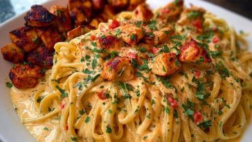 Creamy Cajun Chicken Linguine with Spicy Garlic Cheese Sauce
