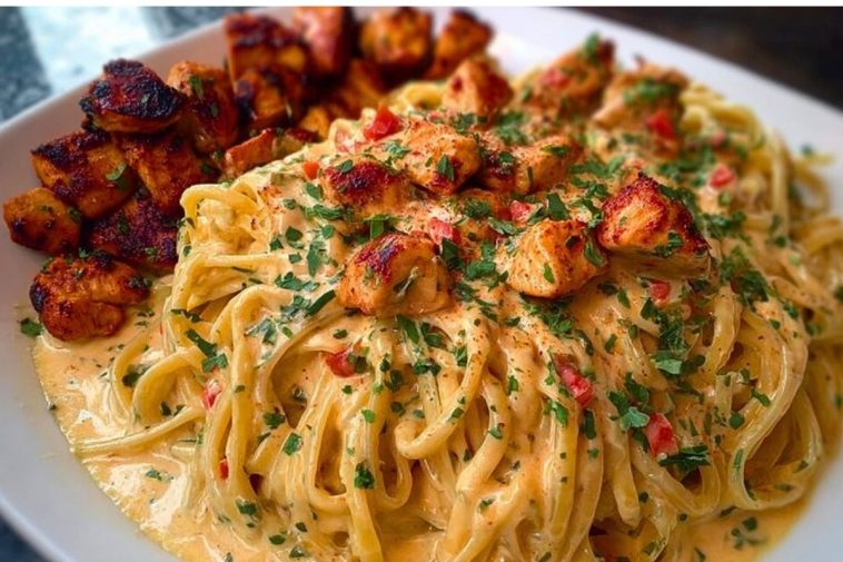Creamy Cajun Chicken Linguine with Spicy Garlic Cheese Sauce