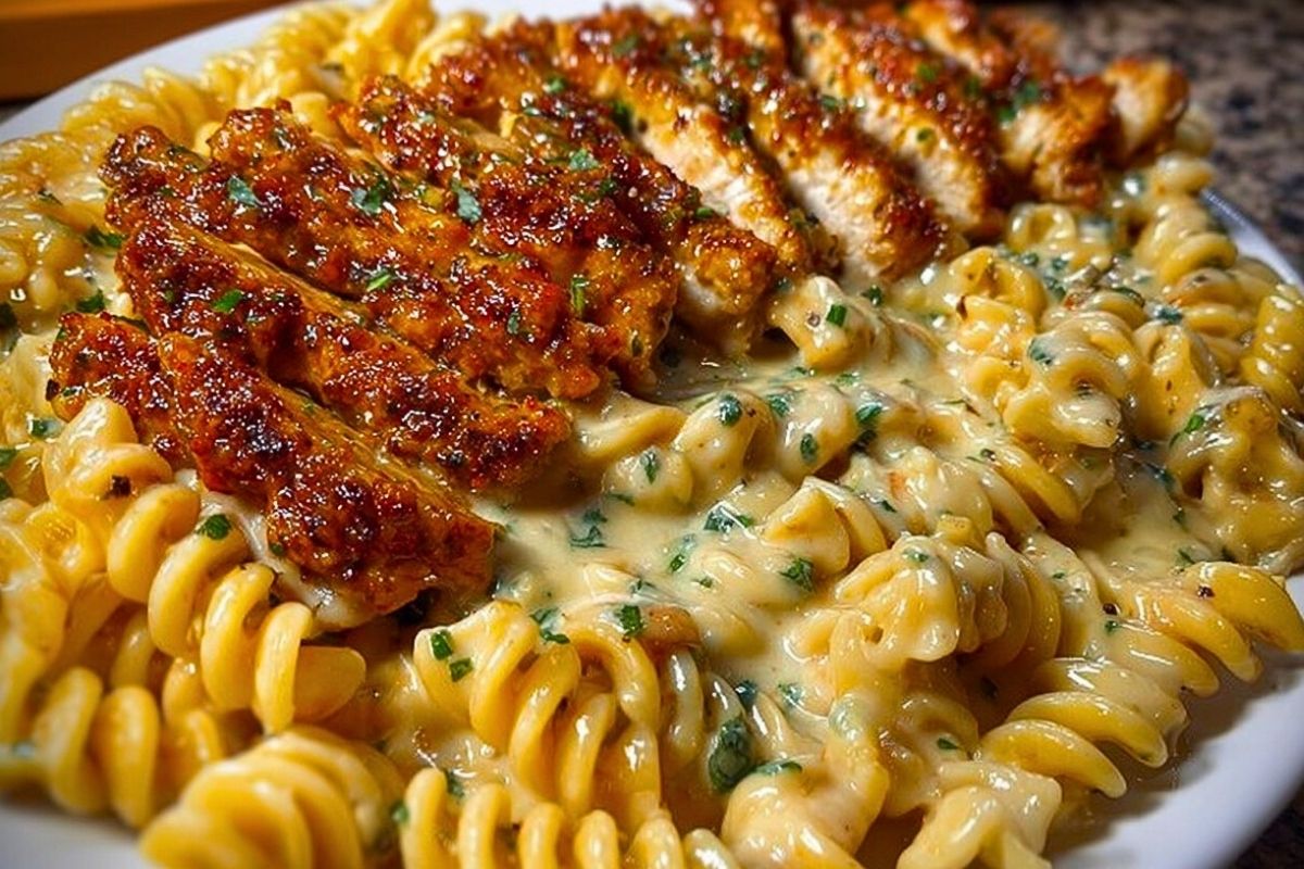 Creamy Cajun Chicken Rotini with Mozzarella Alfredo Sauce