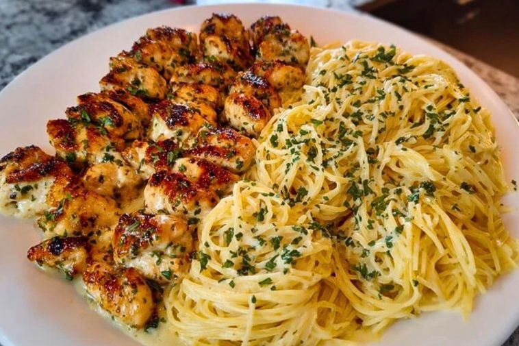 Creamy Garlic Parmesan Chicken with Cheesy Spaghetti 1