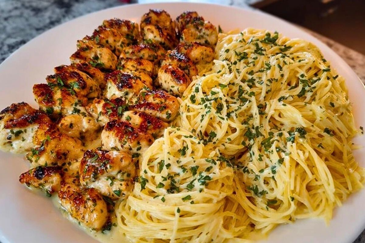 Creamy Garlic Parmesan Chicken with Cheesy Spaghetti 1
