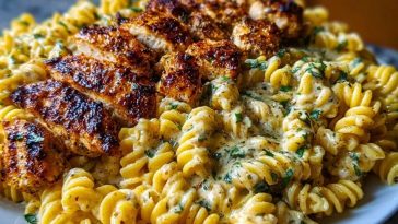 Creamy Parmesan Rotini with Cajun Garlic Butter Chicken
